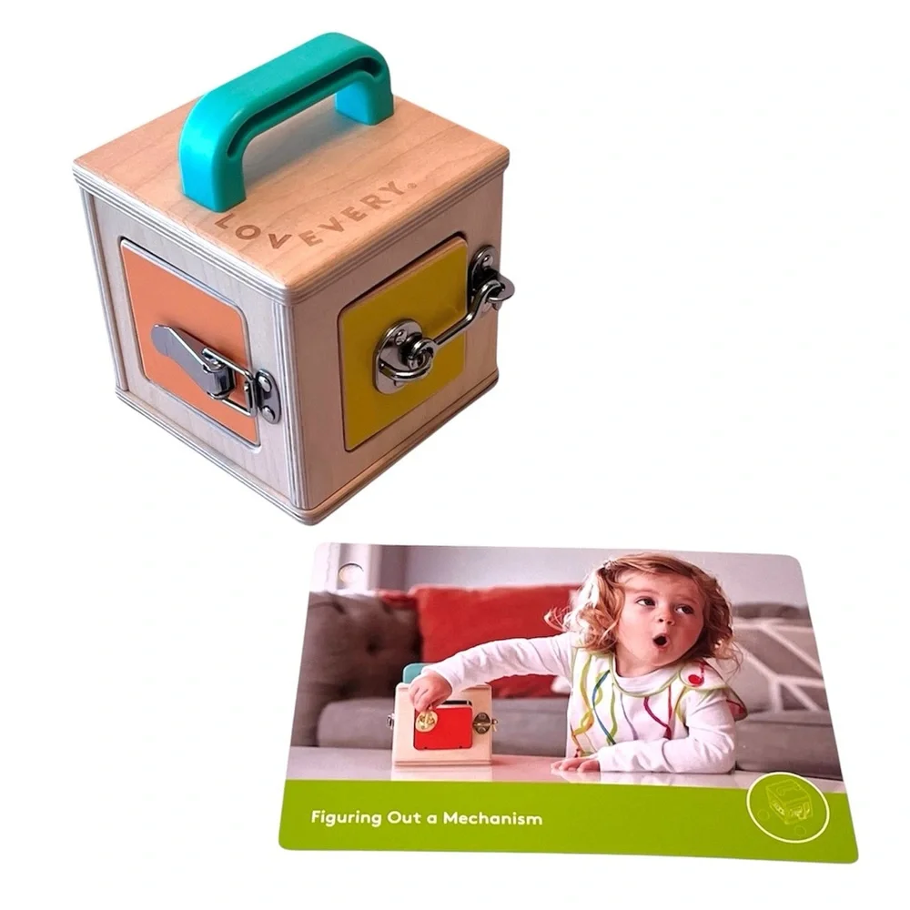 Lovevery Wooden Lockbox & Info Play Card Toddler Montessori Learning 19M+
